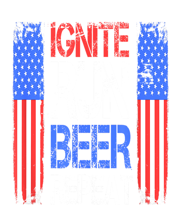 4th Of July Ignite Run Beer Repeat American Flag Gift V-Neck T-Shirt