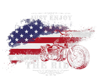 Just Enjoy The Ride Motorcycle Usa Flag Distressed Softstyle Adult Sport Polo