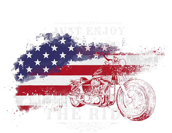 Just Enjoy The Ride Motorcycle Usa Flag Distressed Softstyle Adult Sport Polo