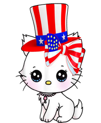 Happy July 4th Usa Flag Cute Cat Daddy Mommy Boy Girl Gift Kids T-Shirt