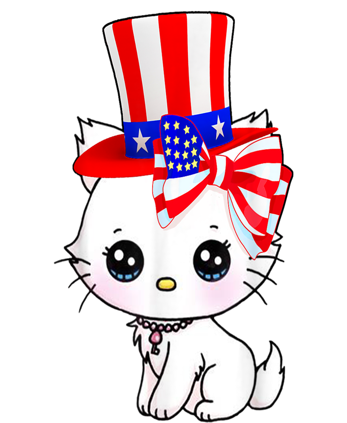 Happy July 4th Usa Flag Cute Cat Daddy Mommy Boy Girl Gift Kids T-Shirt