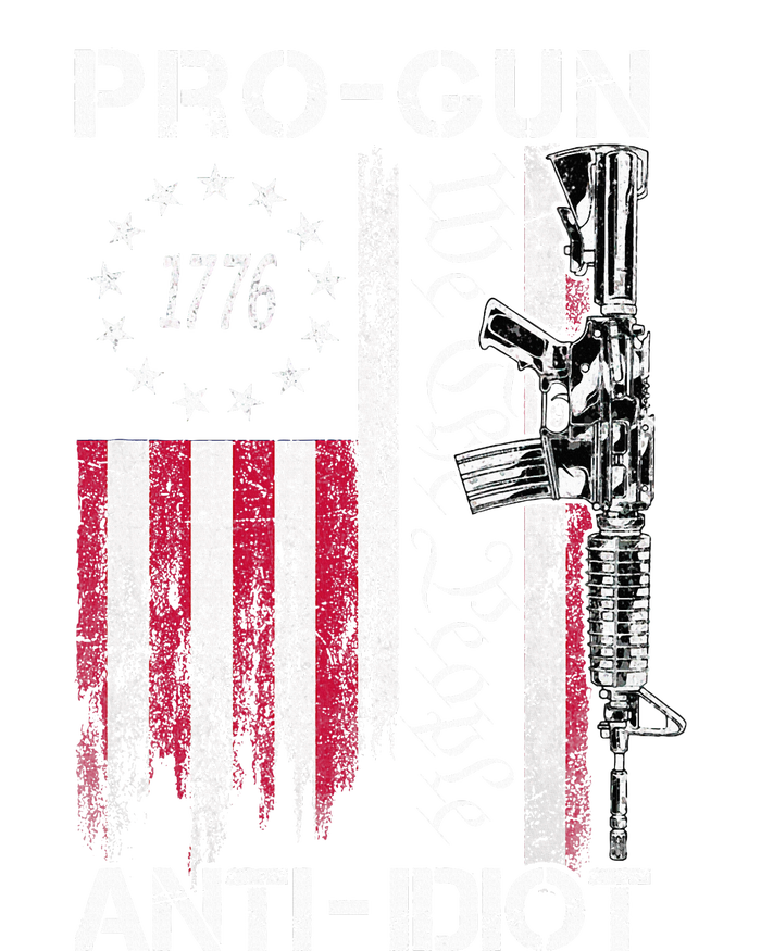 Pro Gun Anti Idiot Vintage Usa Flag 2nd Amendment Performance Long Sleeve Polo