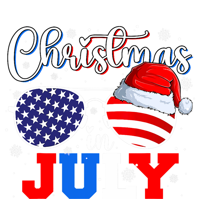 Christmas In July Santa Hat Sunglasses Usa Flag 4th Of July Button