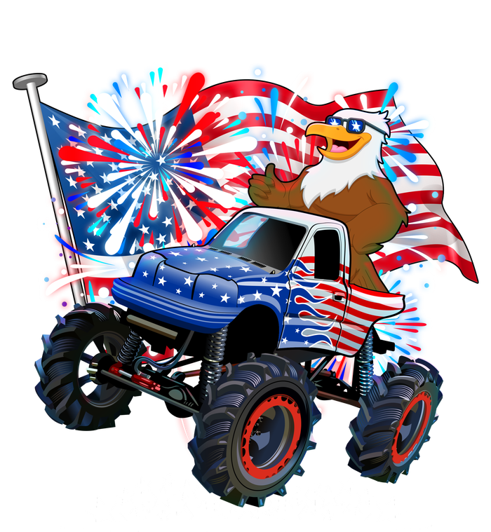 Funny American Usa Flag Eagle Monster Truck Women's T-Shirt