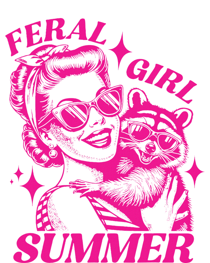 Vintage Feral Girl Summer Opossum Funny Raccoon Women T-Shirt