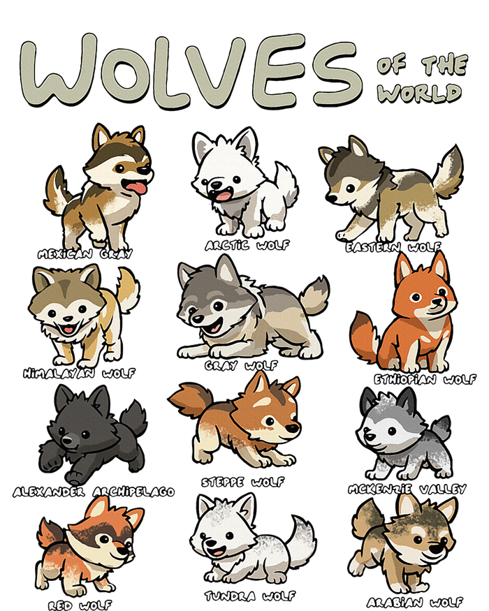 Chibi Wolf Wolves Animals Of The World Wolf Lover T-Shirt