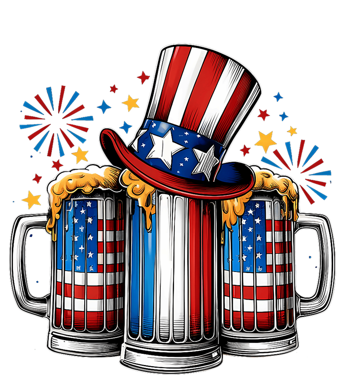 Beer American Flag 4th Of July Merica Drinking Usa T-Shirt