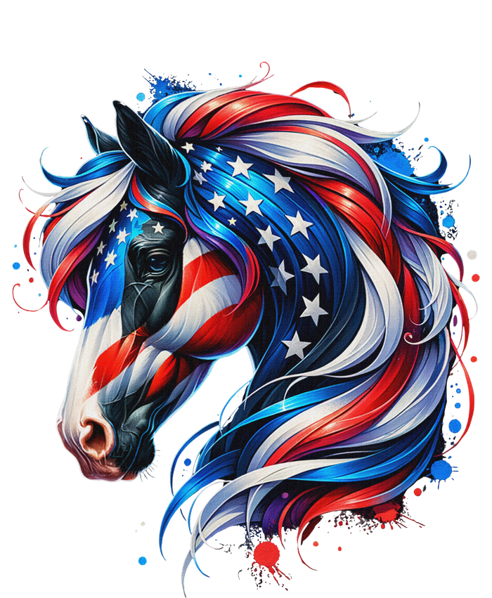 Horse 4th Of July Patriotic Horse Graphic American Flag Cooling Performance Crew T-Shirt