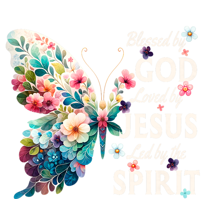 Blessed By God Loved By Jesus Floral Butterfly Christian T-Shirt