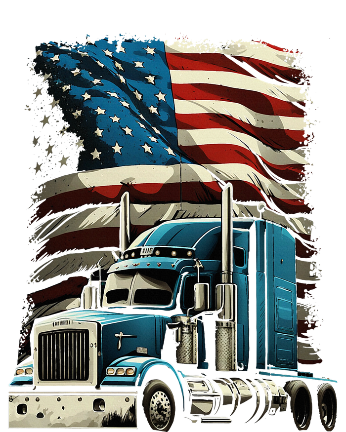 Trucker Us American Flag For Patriotic T-Shirt