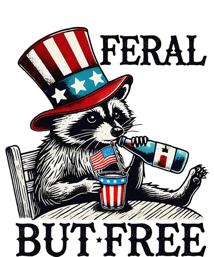 Feral But Free Patriotic Raccoon Funny Usa Yupoong Adult 5-Panel Trucker Hat