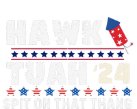 Hawk Tuah 24 Spit On That Thang America Funny Trending Meme Striped Beanie with Solid Band