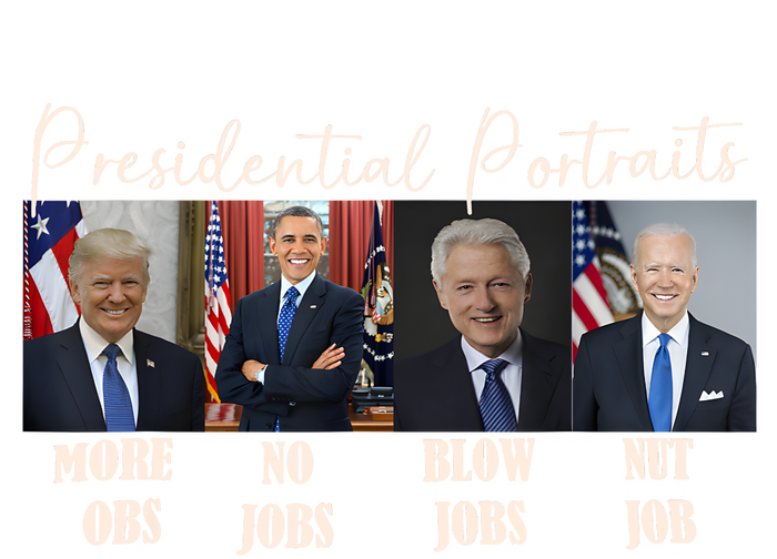 Presidential Portraits Trump More Jobs Obama No Jobs Bush High Crown Mesh Back Trucker Hat