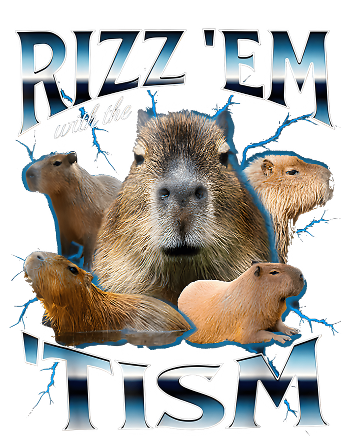 Rizz Em With The Tism Capybara Funny Oddly Dank Meme Performance Long Sleeve Polo