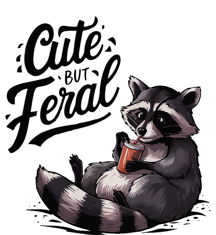 Cute But Feral Funny And Wild Raccoon Design Women's V-Neck T-Shirt