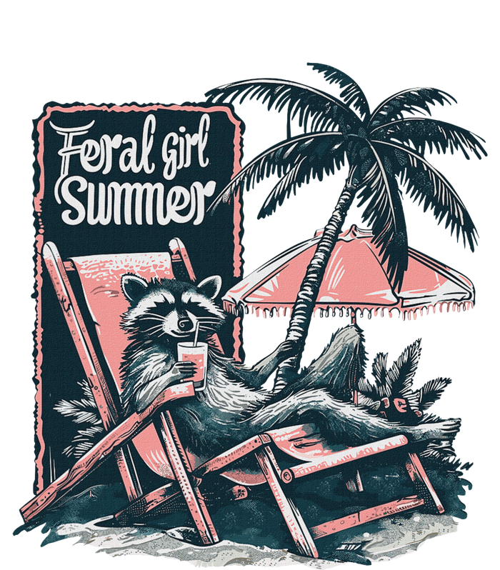 Vintage Feral Girl Summer Funny Design Full Zip Hoodie