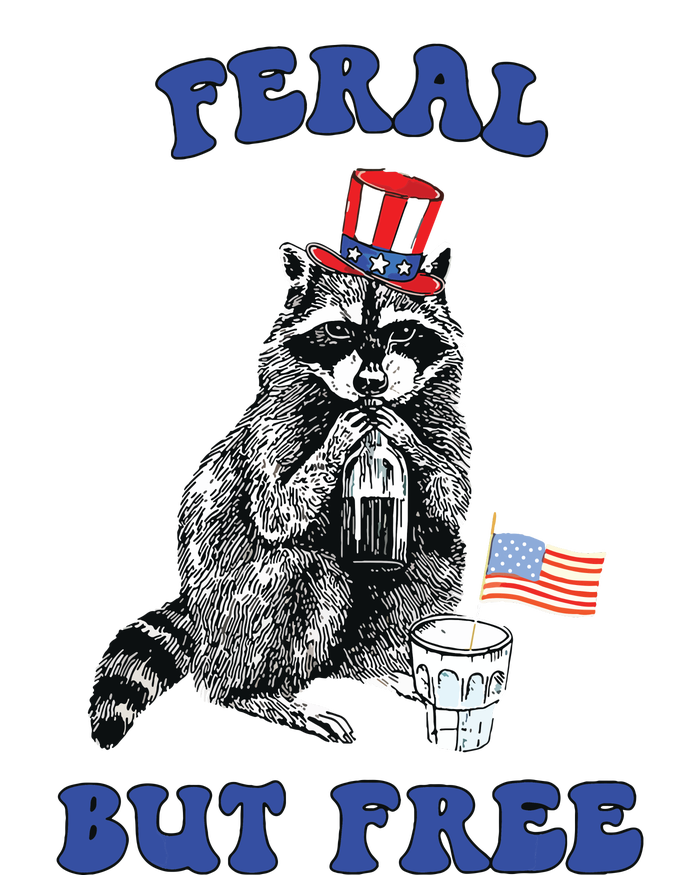 Feral But Free Funny 4th Of July Raccoon Independence Day Long Sleeve Pajama Set