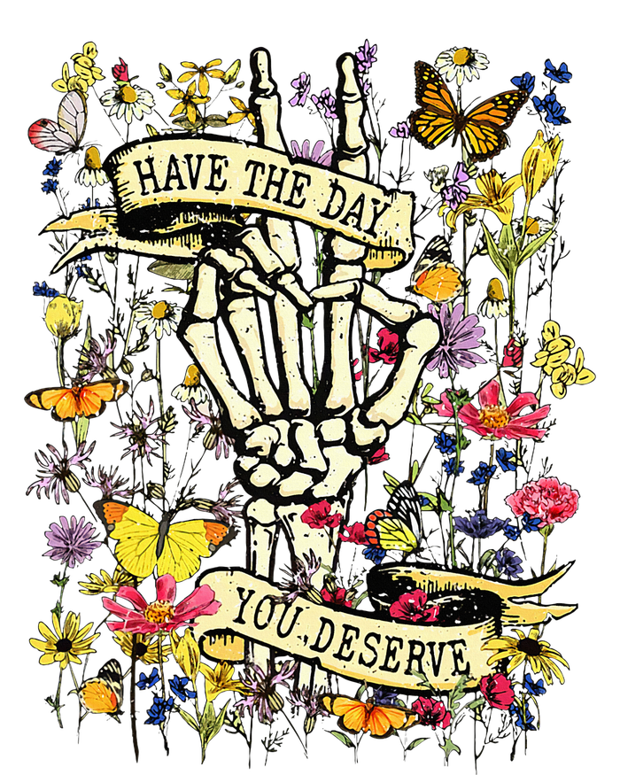 Have The Day You Deserve Skeleton Peace Hand Sign Floral Women's Perfect Tri Rocker Tank