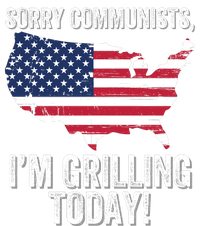 Sorry Communists IM Grilling Today Funny Patriotic Barbecue American Usa Flag Pom Pom 12in Knit Beanie