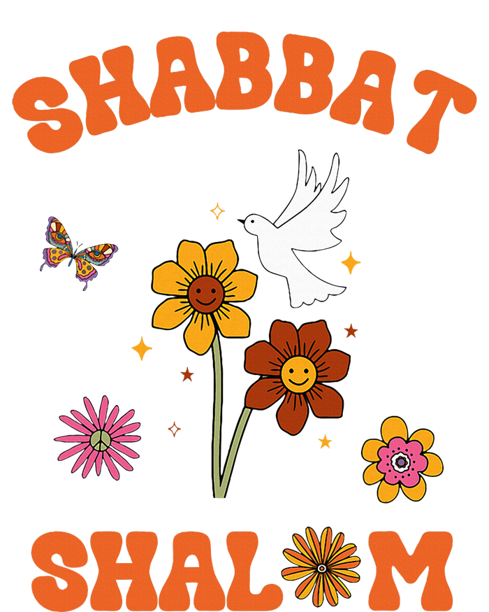 Shabbat Shalom Retro 60s 70s Groovy Hippie Flowers Peace T-Shirt