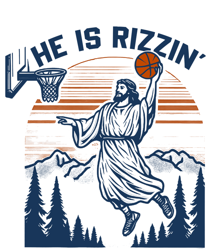 He Is Rizzin Funny Jesus Playing Basketball Bella+Canvas Jersey Crop Tee