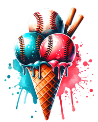 Baseball Ice Cream Watercolor Sports Lover Ice Cream Cone T-Shirt