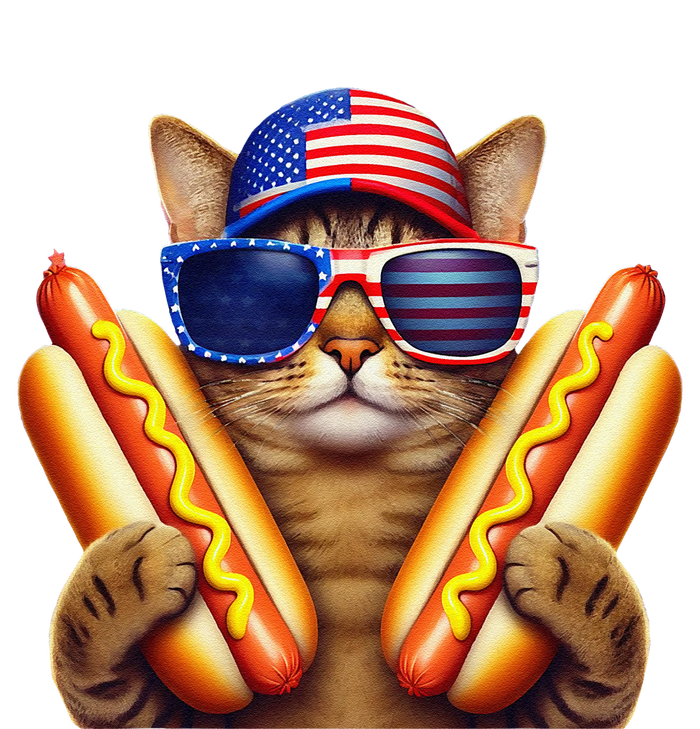 4th Of July Hotdog Cat Funny Patriotic Cat Usa Flag Wiener Gift T-Shirt