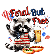 Funny Raccoon Feral But Free 4th Of July American Flag Ladies Long Sleeve Shirt