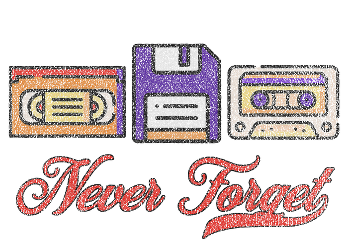 Never Forget Vintage Floppy Disk Vhs Tape 80s Cassette Retro T-Shirt