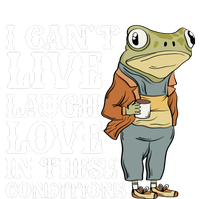 I Cant Live Laugh Love In These Conditions Funny Frog Meme Pom Pom 12in Knit Beanie