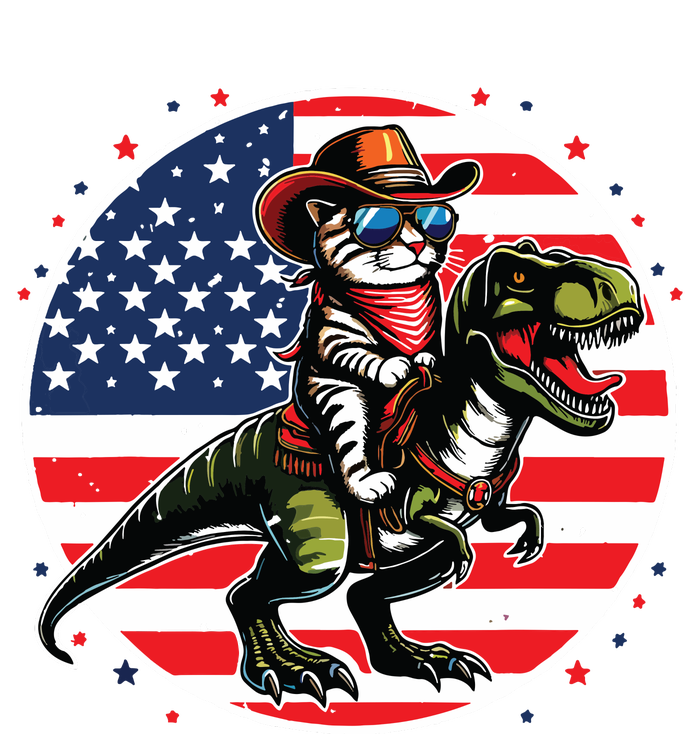 Funny Cowboy Cat Riding Dinosaur Usa Flag Trex 4th Of July USA-Made Snowflake Beanie