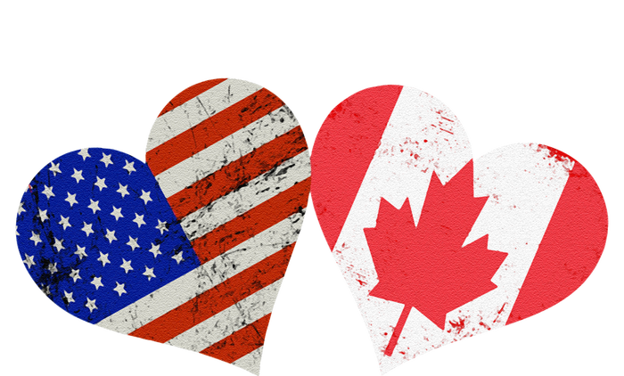 American & Canadian Flags Heart Shaped Vintage Us Eh Women's T-Shirt