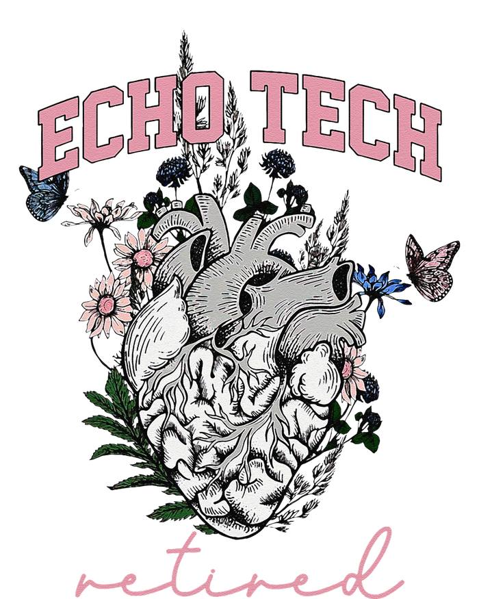 Anatomical Heart Floral Echo Tech Retired Cardiac Sonography T-Shirt