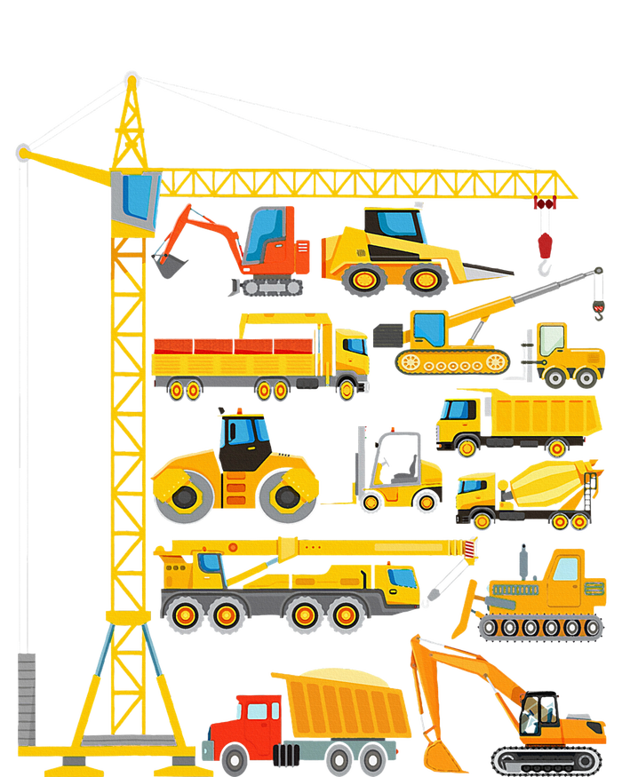 Types Of Construction Excavator Bulldozer Truck Crane T-Shirt