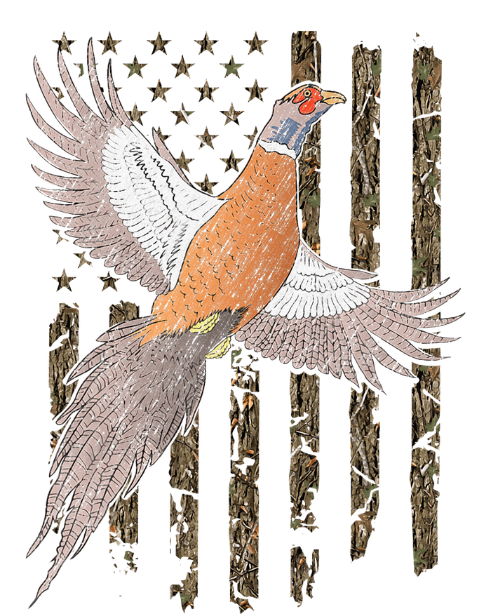 Pheasant Bird Hunting Usa American Flag Tree Camouflage Button