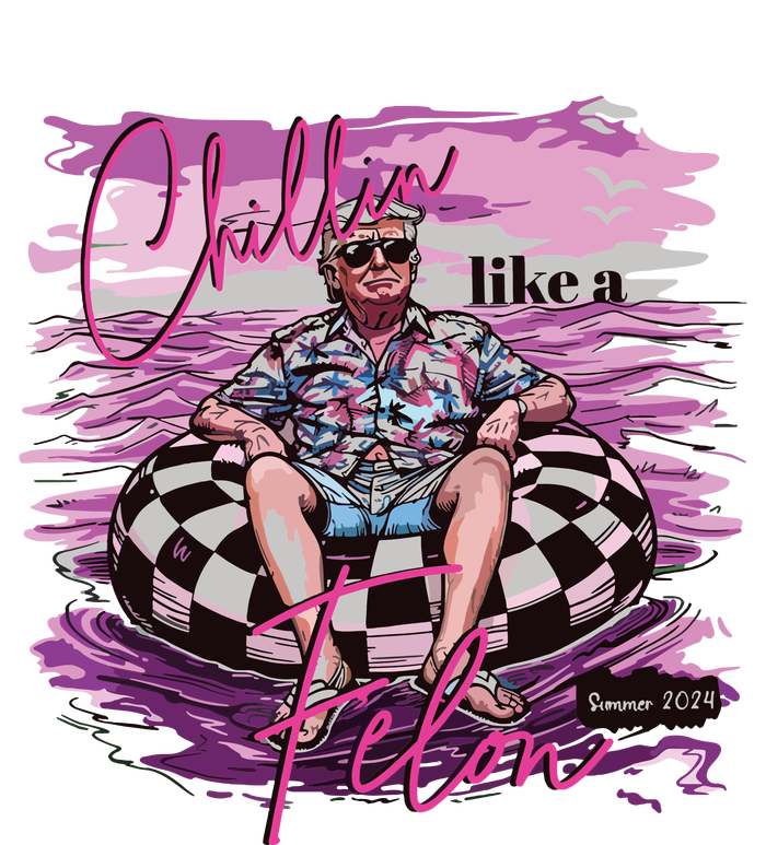 Chillin Like A Felon Retro Pink Summer Funny Trump 2024 Long Sleeve Pajama Set