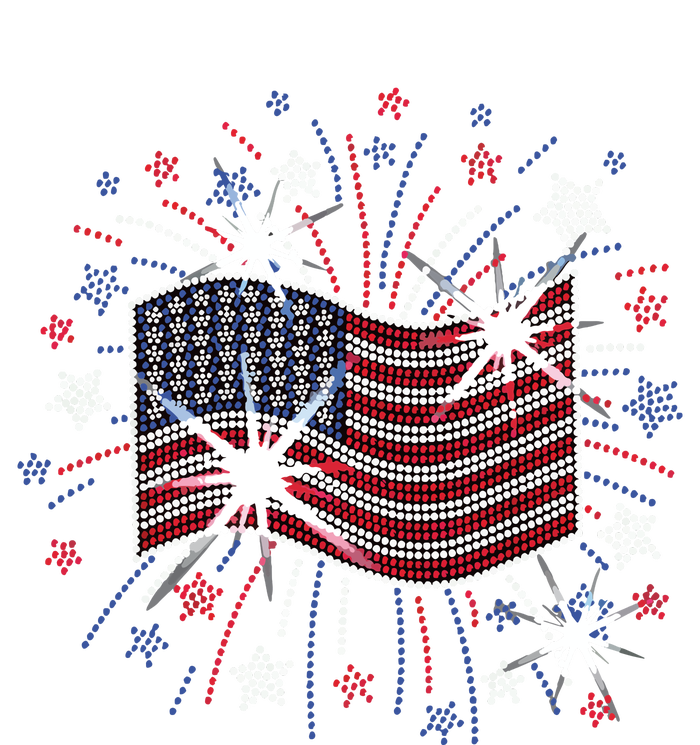 Wavy Flag Inside A Firework 4th Of July Bling Flag Usa Funny T-Shirt