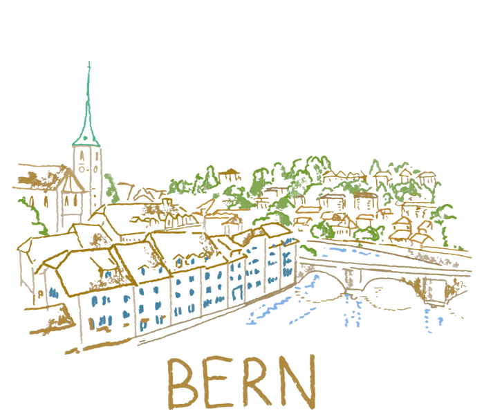 Bern Switzerland Unique Hand Drawn Art T-Shirt