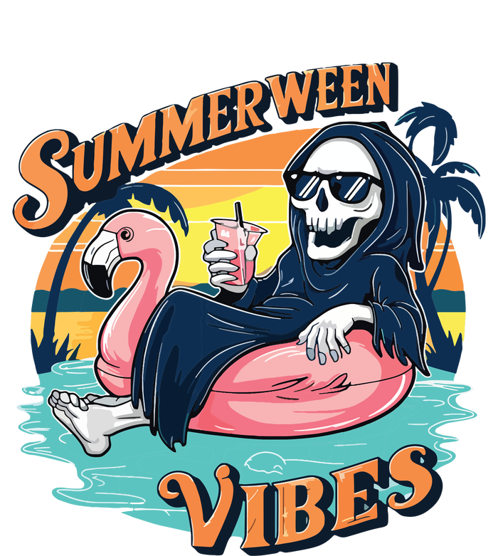 Summerween Vibes Skeleton Flamingo Float Summer Halloween Performance Fleece Hoodie