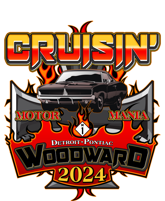 Motor Mania Cruisin Woodward 2024 Detroit To Pontiac Muscle Car Full-Length Apron With Pockets