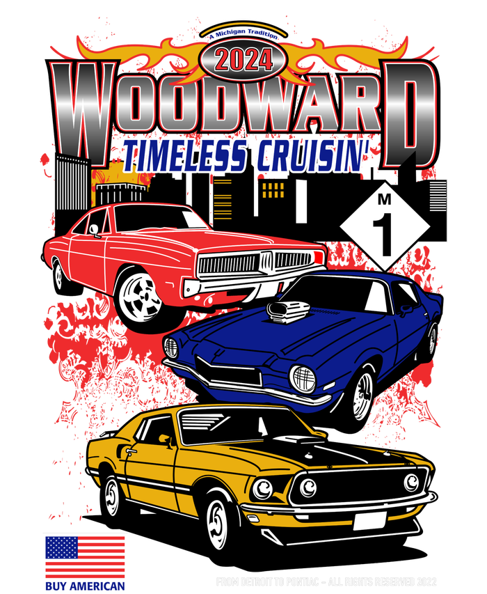 Woodward Timeless Cruisin 2024 Car Cruise V-Neck T-Shirt