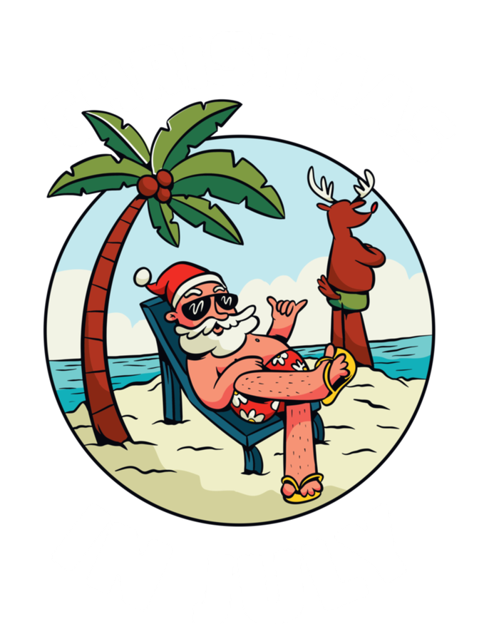 Funny Christmas In July Summer Santa On Beach Xmas T-Shirt