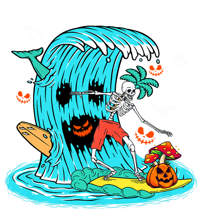 Skeleton Surfing Hawaiian Halloween Surfer Horror Pumpkin Button