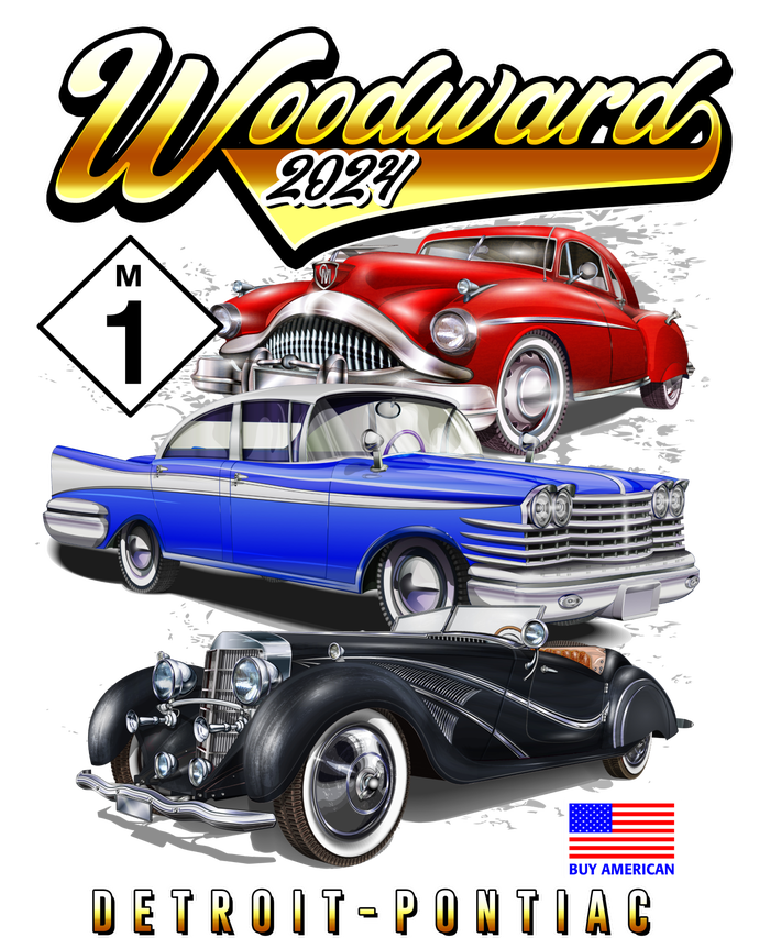 Woodward 2024 Classic Cruise Detroit To Pontiac Trio Of Cars Sweatshirt Cinch Pack Bag