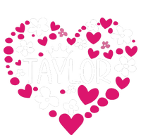 Taylor First Name I Love Taylor Girl Groovy 80s Pink White Sustainable Knit Beanie