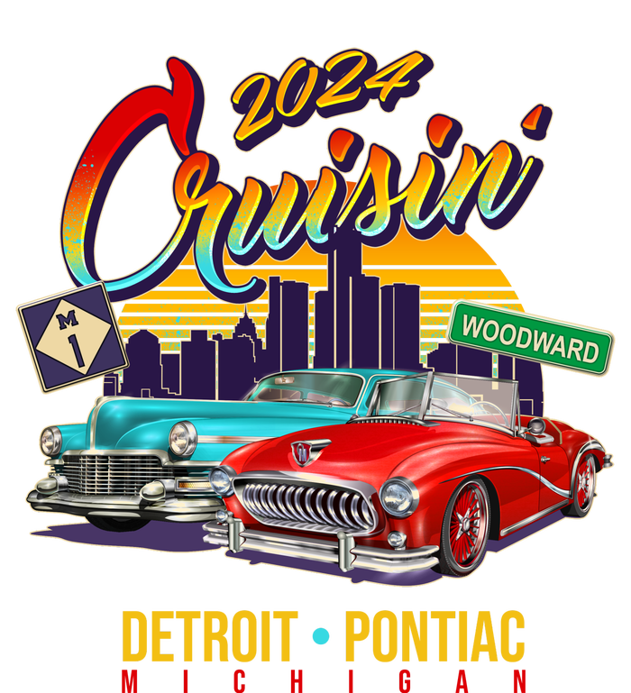 2024 Cruisin Woodward Ave Cruise Detroit To Pontiac Classic Cars T-Shirt