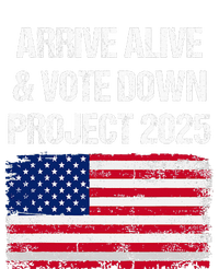 Arrive Alive Vote Down Project 2025 American Flag Democracy Pom Pom 12in Knit Beanie