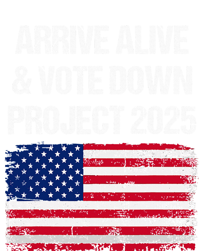 Arrive Alive Vote Down Project 2025 American Flag Democracy Pom Pom 12in Knit Beanie