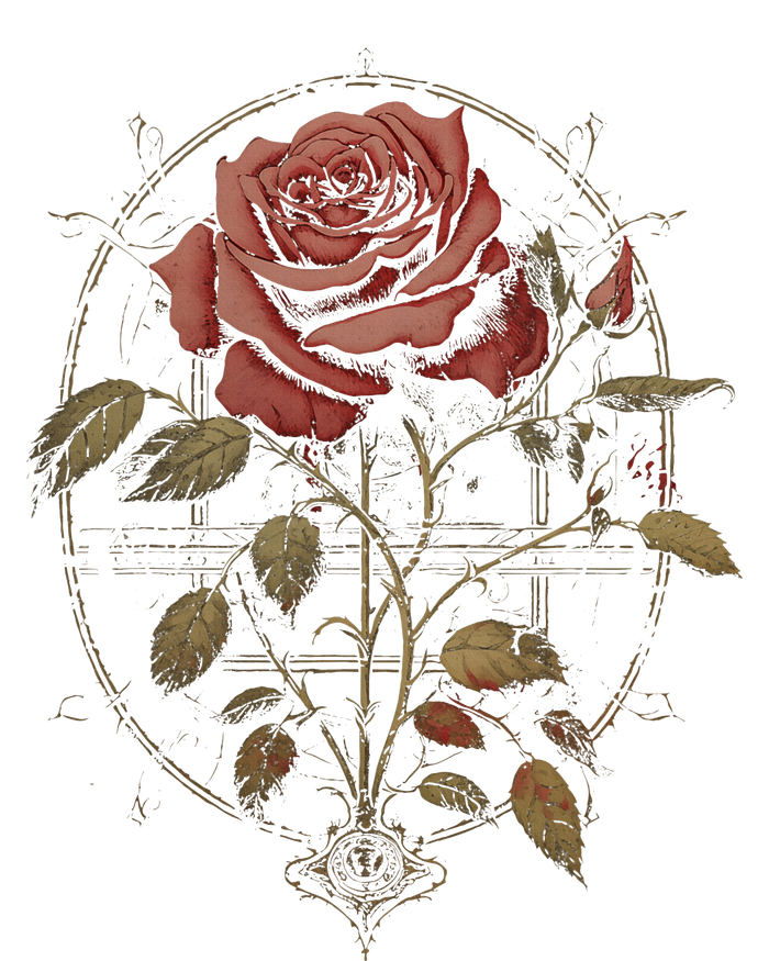 Red Goth Rose Flowers Witchcraft Gothic Aesthetic T-Shirt