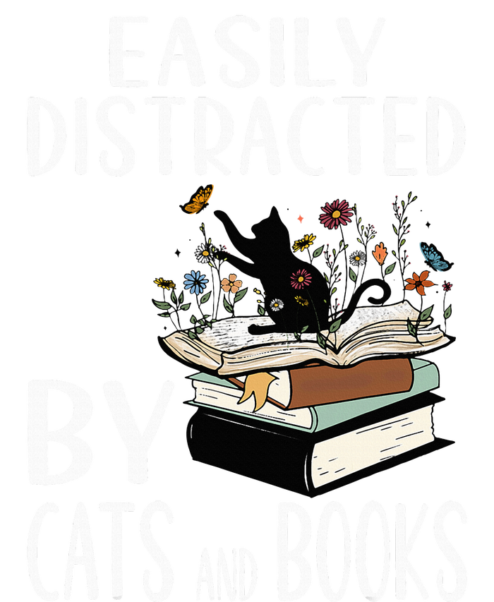 Easily Distracted By Cats And Books Funny Cat & Book Lover Kids T-Shirt